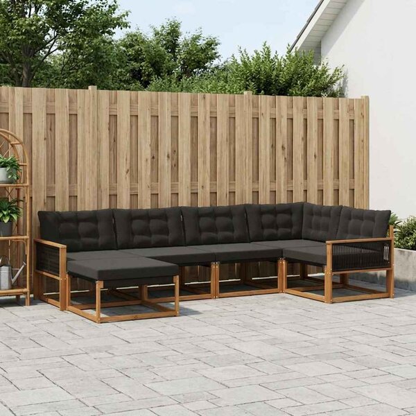 Kültéri kanapé szett párnával 6 pcs Természetes és Fekete