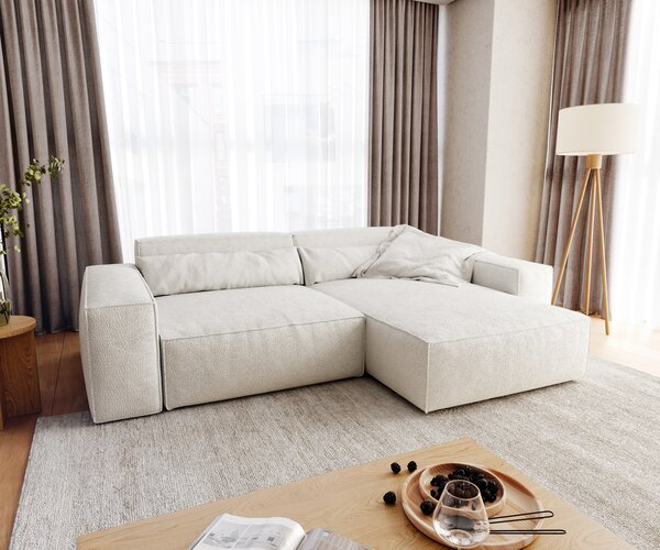 DELIFE Sarokkanapé Sirpio XL 270x170 cm bouclé krémfehér rekamié változtatható