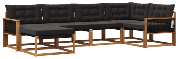 Kültéri kanapé szett párnával 6 pcs Természetes és Fekete