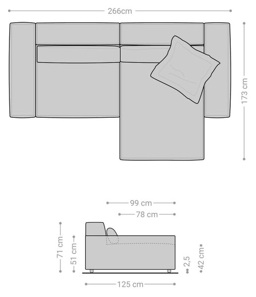 DELIFE Sarokkanapé Sirpio XL 270x170 cm bőr imitáció vintage antracit variálható rekamié