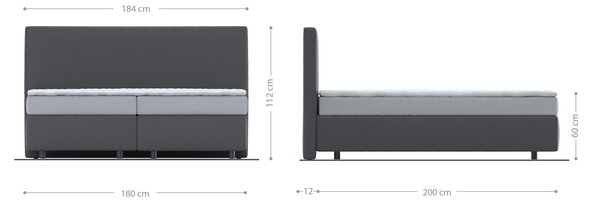 DELIFE Boxspring ágy Dream-Well plüss kord bézs 180x200 cm zsákrugós matrac visco topper