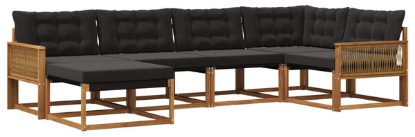 Kültéri kanapé szett párnával 6 pcs Természetes és Fekete