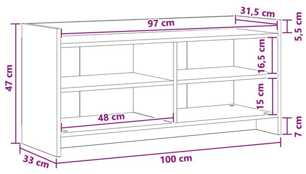 TV szekrény 100 x 33 x 47 cm Fekete Tölgy Szerelt Fa