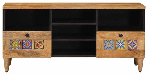 TV szekrény fiókkal Természetes 100 x 33 x 46 cm Tömör Mangófát