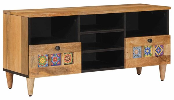 TV szekrény fiókkal Természetes 100 x 33 x 46 cm Tömör Mangófát