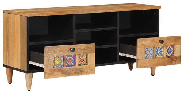 TV szekrény fiókkal Természetes 100 x 33 x 46 cm Tömör Mangófát
