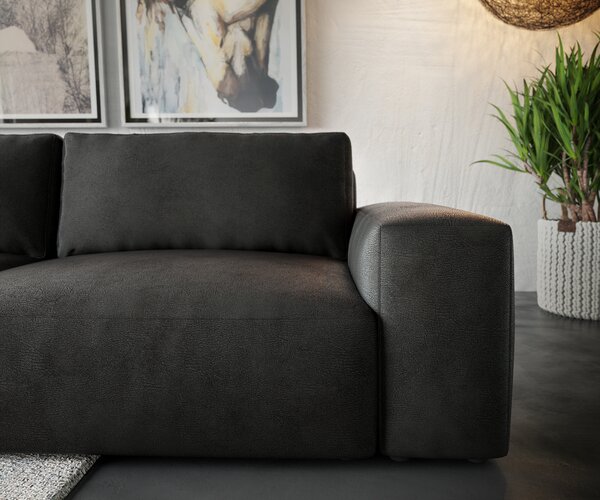 DELIFE Sarokkanapé Lanzo XL 380x180 cm bőr imitáció vintage antracit variálható rekamié