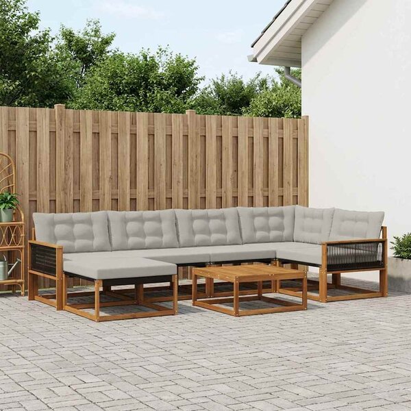 Kültéri kanapé szett 7 pcs Természetes és Világosszürke