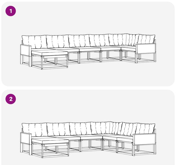 Kültéri kanapé szett 7 pcs Természetes és Világosszürke