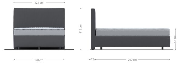 DELIFE Boxspring ágy Dream-Well 120x200 cm mikroszálas ezüstszürke matraccal és topperrel