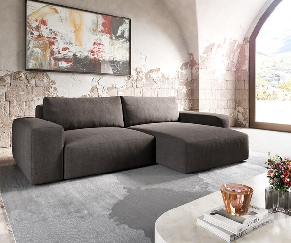DELIFE Sarokkanapé Lanzo XL 270x180 cm mikroszálas khaki-barna rekamié változtatható