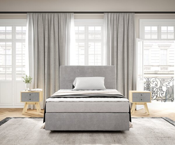 DELIFE Boxspring ágy Dream-Well 120x200 cm mikroszálas ezüstszürke matraccal és topperrel