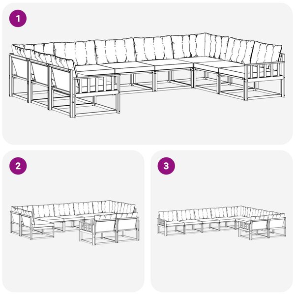 Kültéri kanapé szett párnával 9 pcs Fehér és Fekete