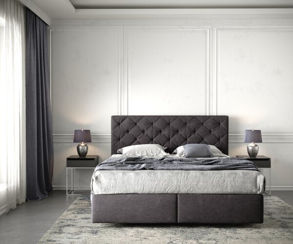 DELIFE Boxspring ágy Dream-Great 160x200 cm mikroszálas fekete matraccal és topperrel
