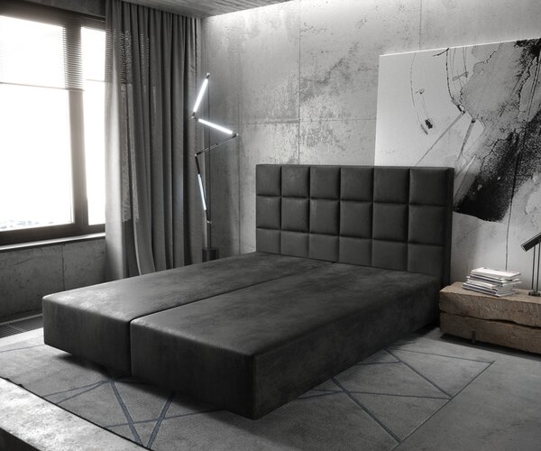DELIFE Boxspring ágy Dream-Fine 180x200 cm mikroszálas antracit vintage