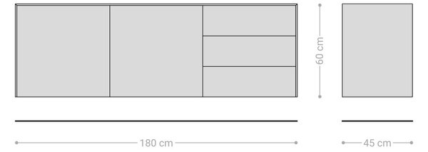 DELIFE Komód Cuor 180 cm kerámia Laminam® Travertino Bianco krémfehér 2 ajtós 3 fiókos lebegő
