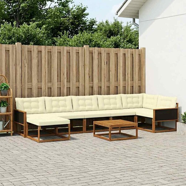 Kültéri kanapé szett párnával 8 pcs Természetes és krémszínű