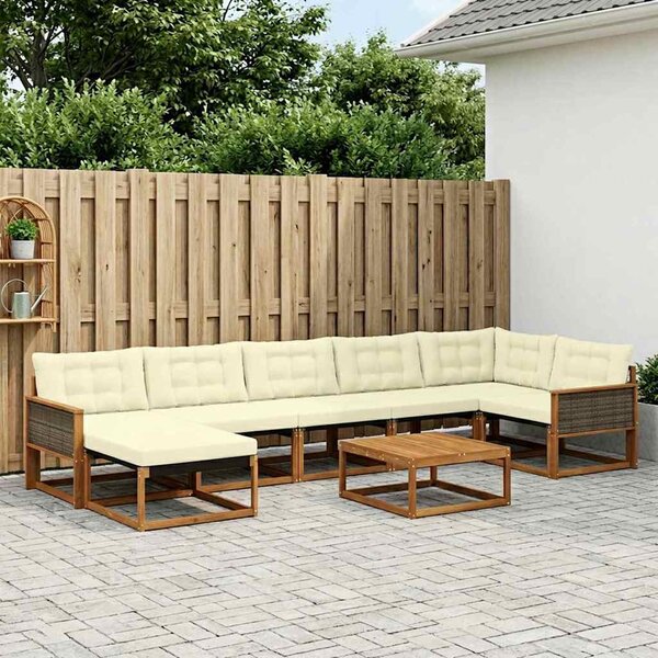 Kültéri kanapé szett párnával 8 pcs Természetes és krémszínű