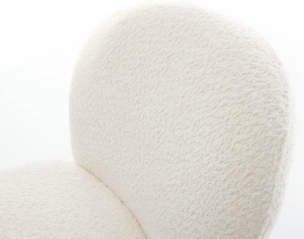 DELIFE Étkezőszék Nube-Flex bouclé fehér kereszt láb széles fekete 360° forgatható billenő zsákrugó