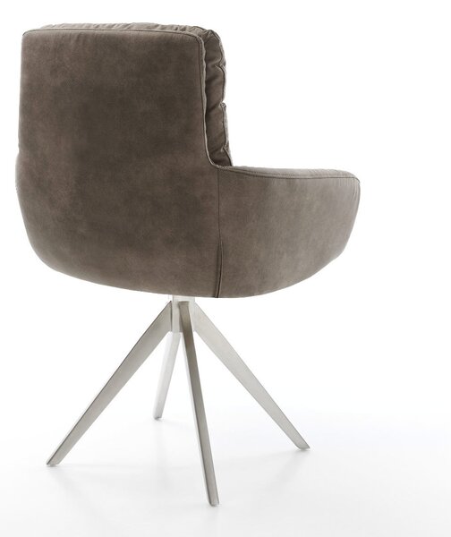 DELIFE Étkezőszék Abelia-Flex karfás mikroszálas taupe vintage kereszt láb szögletes rozsdamentes acél