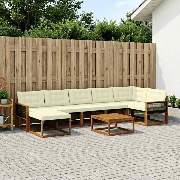 Kültéri kanapé szett párnával 8 pcs Természetes és krémszínű