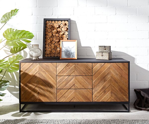 DELIFE Komód Famke 145 cm mango teak 2 ajtós 3 fiókos