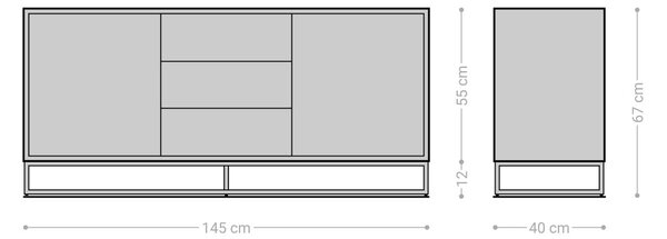 DELIFE Komód Famke 145 cm mango teak 2 ajtós 3 fiókos