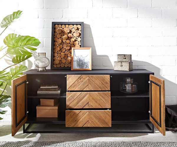 DELIFE Komód Famke 145 cm mango teak 2 ajtós 3 fiókos
