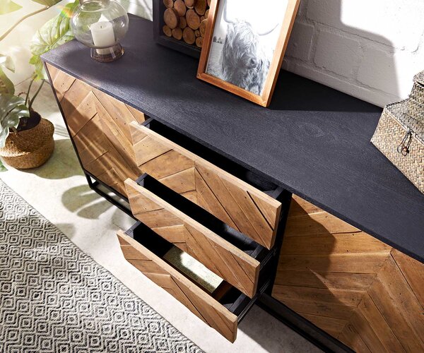 DELIFE Komód Famke 145 cm mango teak 2 ajtós 3 fiókos