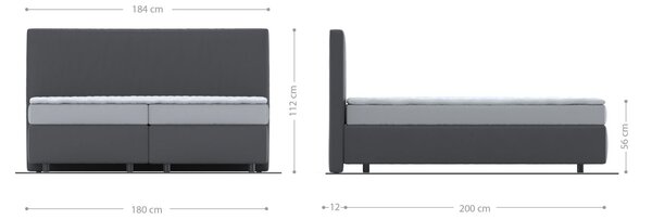 DELIFE Boxspring ágy Dream-Well 180x200 cm mikroszálas szürke matraccal és topperrel