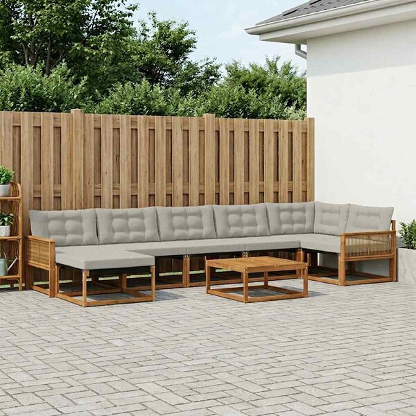 Kültéri kanapé szett 8 pcs Természetes és Világosszürke