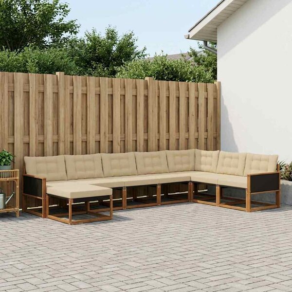 Kültéri kanapé szett párnával 8 pcs Természetes és bézs