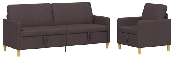 Tárolós kanapé szett 2 pcs Sötét Barna Poliészter