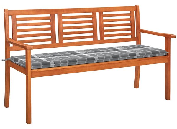 3 személyes tömör eukaliptuszfa kerti pad párnával 150 cm
