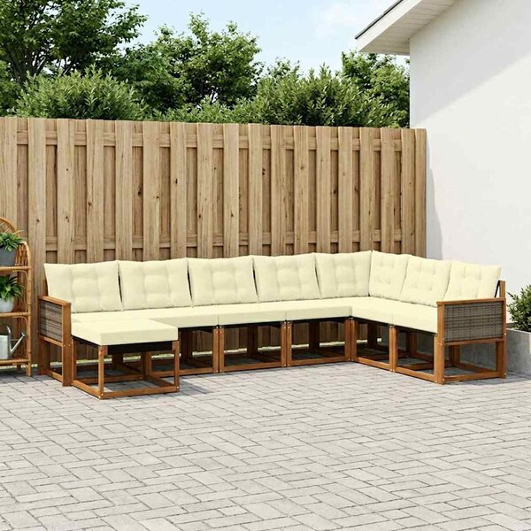 Kültéri kanapé szett párnával 8 pcs Természetes és krémszínű