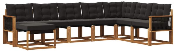 Kültéri kanapé szett párnával 8 pcs Természetes és Fekete