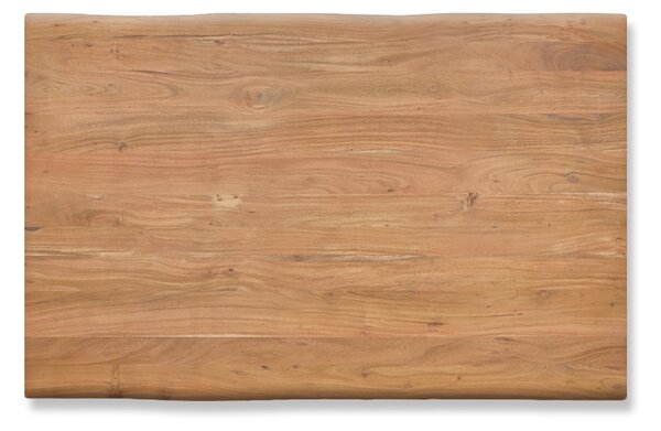 DELIFE Étkezőasztal Edge 140x90 cm akác természetes rozsdamentes acél ezüst ferde Live-Edge