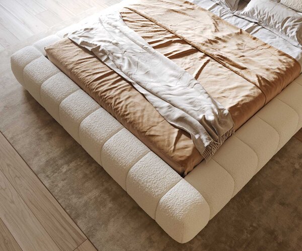 DELIFE Kárpitozott ágy Cutio 180x200 cm bouclé krémfehér