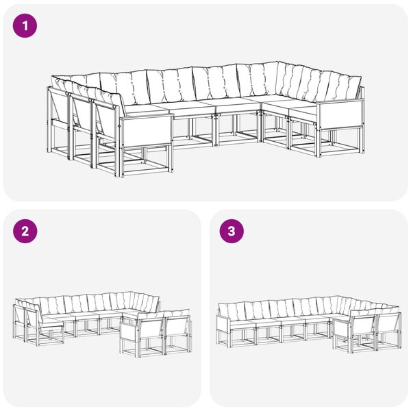 Kültéri kanapé szett párnával 9 pcs Természetes és Fekete