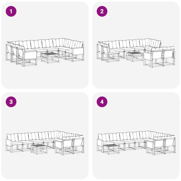 Kültéri kanapé szett 10 pcs Természetes és Világosszürke