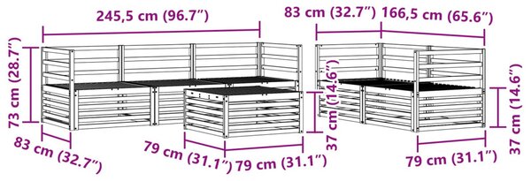 Kültéri kanapé szett 6 pcs Természetes Tömör Akácfa