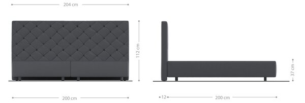 DELIFE Boxspring ágy Dream-Great mikroszálas szürke 200x200 cm