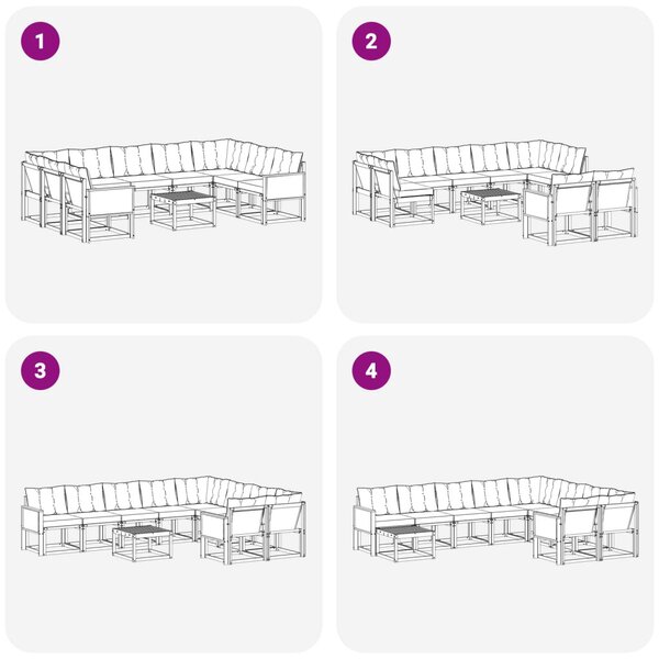 Kültéri kanapé szett párnával 10 pcs Természetes és Fekete