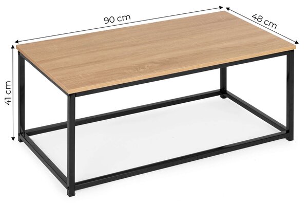 ModernHOME fém Dohányzóasztal 90x48cm - barna