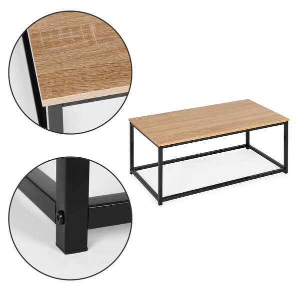 ModernHOME fém Dohányzóasztal 90x48cm - barna