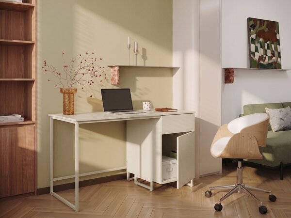 Íróasztal LEXTON Világosbézs 120 cm 60 cm fiókokkal