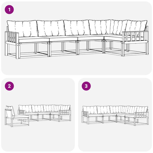 Kültéri kanapé szett párnával 5 pcs Fehér és Világosszürke
