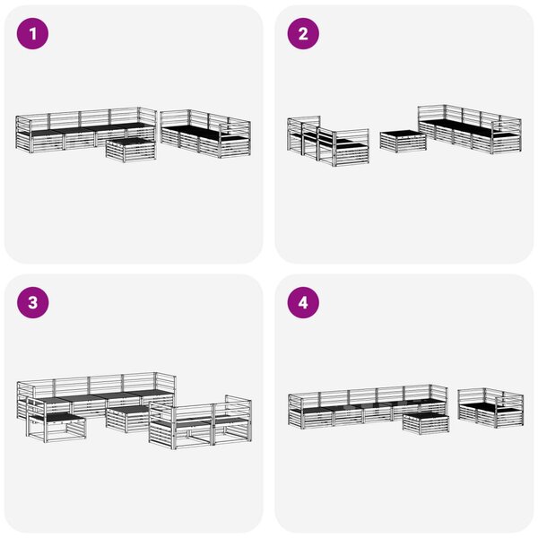 Kültéri kanapé szett 8 pcs Természetes Tömör Akácfa