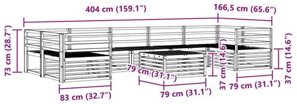 Kültéri kanapé szett 8 pcs Természetes Tömör Akácfa