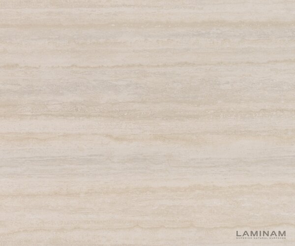 DELIFE Komód Cuor 150 cm kerámia Laminam® Travertino Bianco krémfehér 3 ajtós lebegő láb rozsdamentes acél